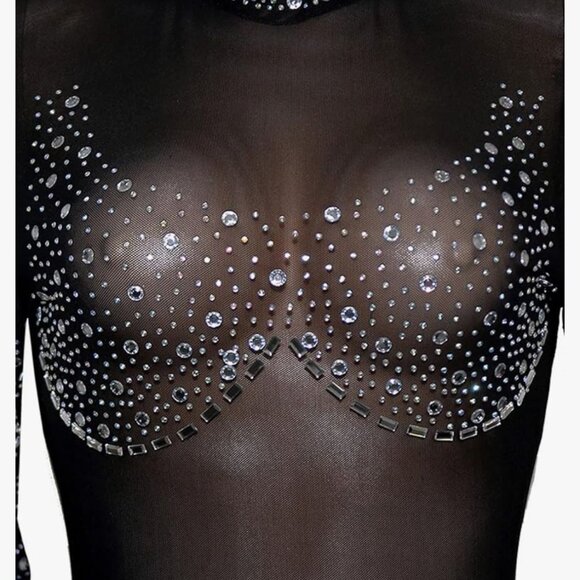 Diamond Glitz Sheer Crystal Jumpsuit - Picture 11 of 13